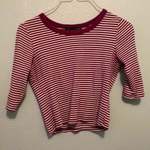 Striped crop top 3/4 sleeve